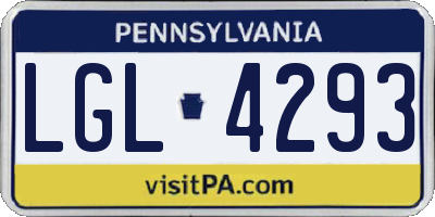 PA license plate LGL4293