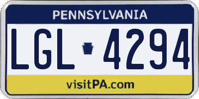 PA license plate LGL4294