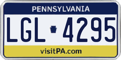 PA license plate LGL4295
