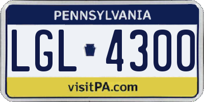 PA license plate LGL4300