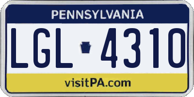 PA license plate LGL4310