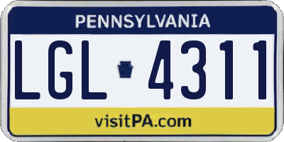 PA license plate LGL4311