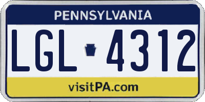 PA license plate LGL4312