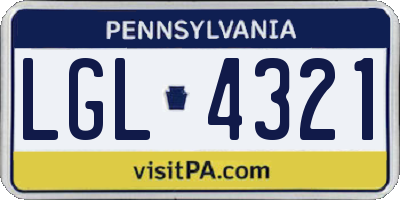 PA license plate LGL4321