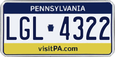 PA license plate LGL4322