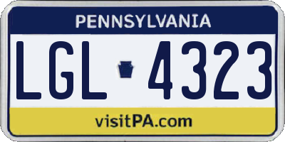 PA license plate LGL4323