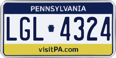 PA license plate LGL4324