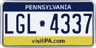 PA license plate LGL4337