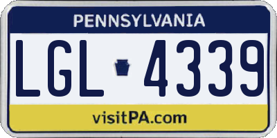 PA license plate LGL4339