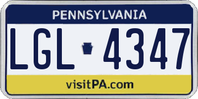 PA license plate LGL4347