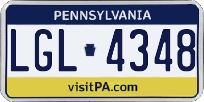 PA license plate LGL4348