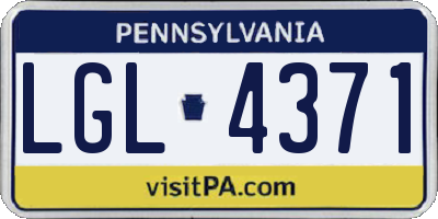 PA license plate LGL4371