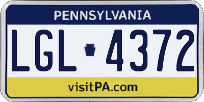 PA license plate LGL4372