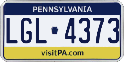 PA license plate LGL4373
