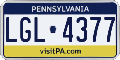 PA license plate LGL4377