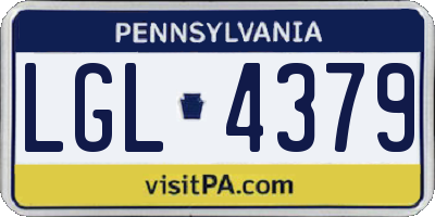 PA license plate LGL4379