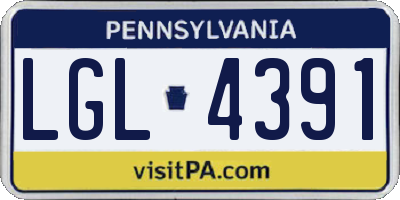 PA license plate LGL4391