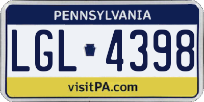 PA license plate LGL4398