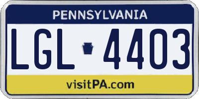 PA license plate LGL4403