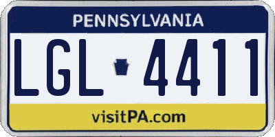 PA license plate LGL4411