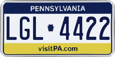 PA license plate LGL4422