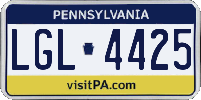 PA license plate LGL4425