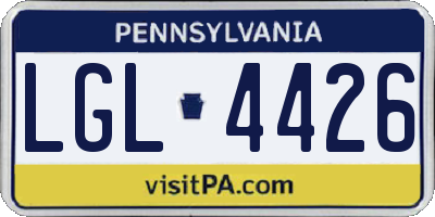 PA license plate LGL4426