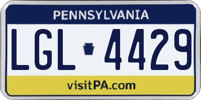 PA license plate LGL4429