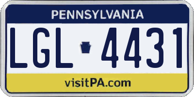 PA license plate LGL4431