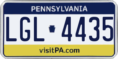 PA license plate LGL4435