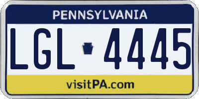 PA license plate LGL4445