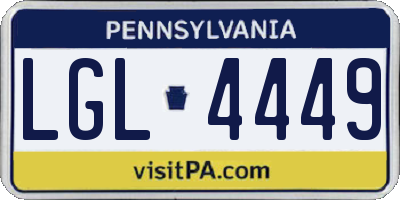 PA license plate LGL4449
