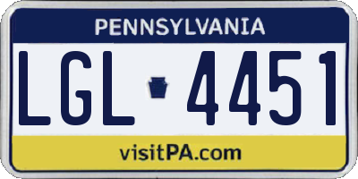 PA license plate LGL4451