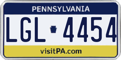 PA license plate LGL4454