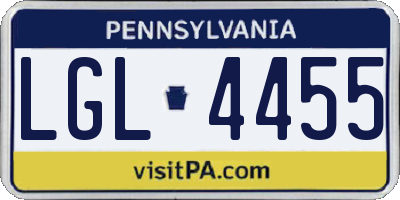 PA license plate LGL4455