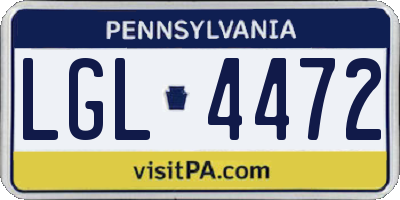 PA license plate LGL4472