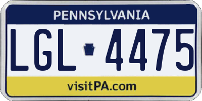 PA license plate LGL4475