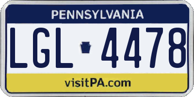 PA license plate LGL4478