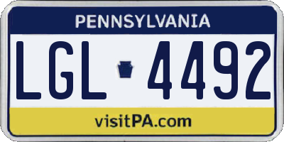 PA license plate LGL4492