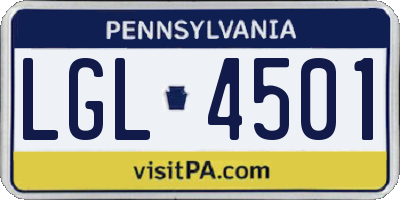 PA license plate LGL4501
