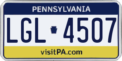 PA license plate LGL4507