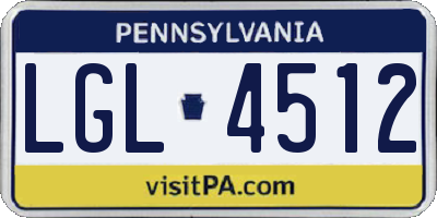 PA license plate LGL4512