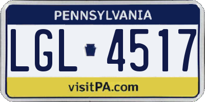 PA license plate LGL4517