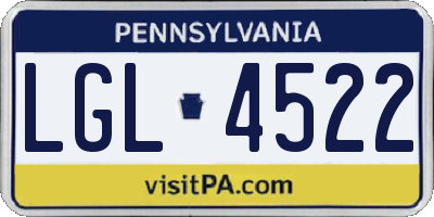 PA license plate LGL4522