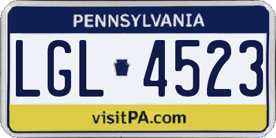 PA license plate LGL4523