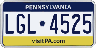 PA license plate LGL4525