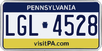 PA license plate LGL4528