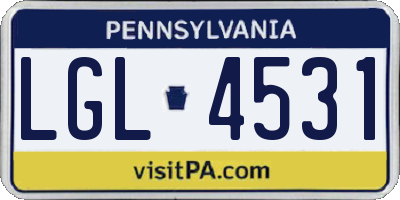 PA license plate LGL4531