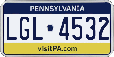 PA license plate LGL4532