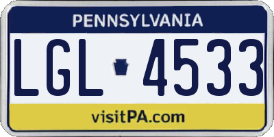 PA license plate LGL4533